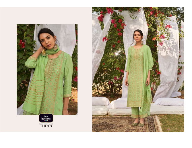 Four Buttons Nazakat 2 New Designer Ethnic Wear Kurti Pant And Dupatta Readymade Collection